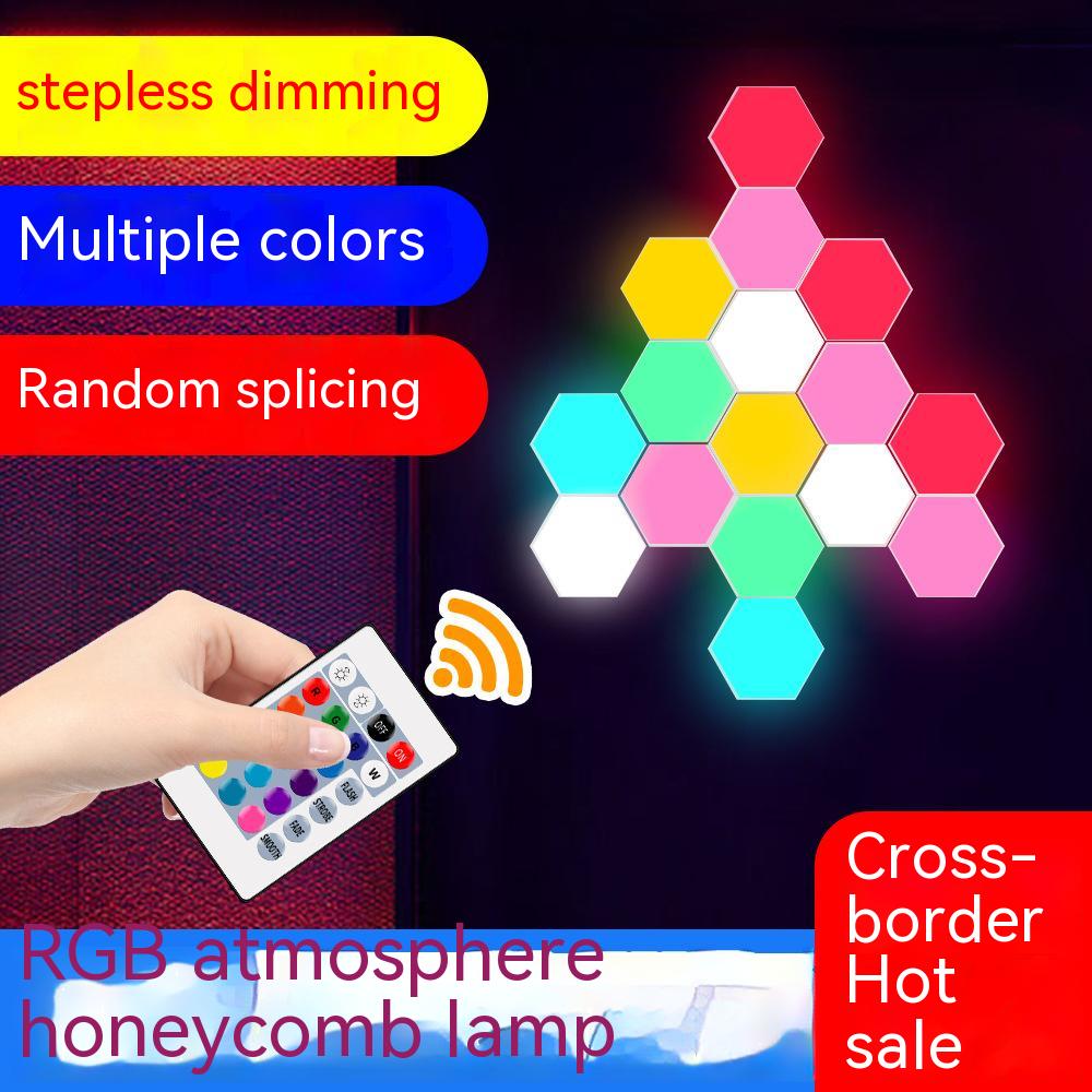 RGB Multicolor Honeycomb Lamp Smart Touch Sensing Remote Control(6pc pack)