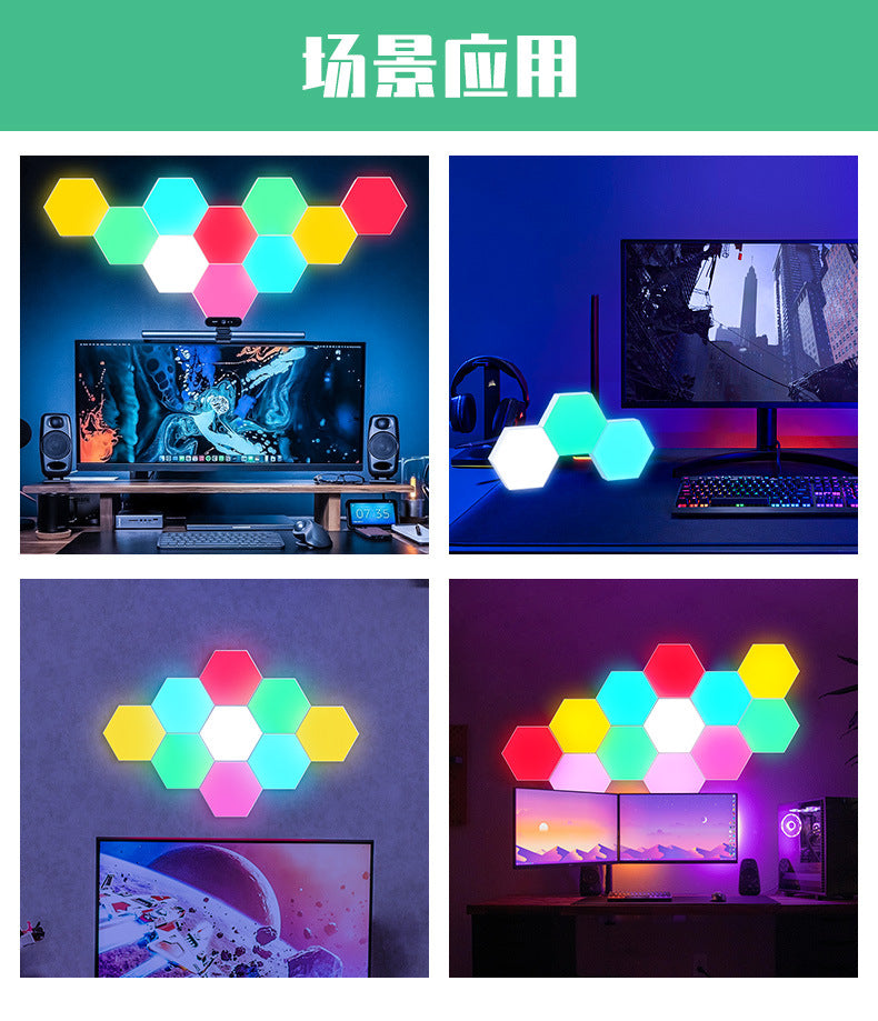 RGB Multicolor Honeycomb Lamp Smart Touch Sensing Remote Control(6pc pack)