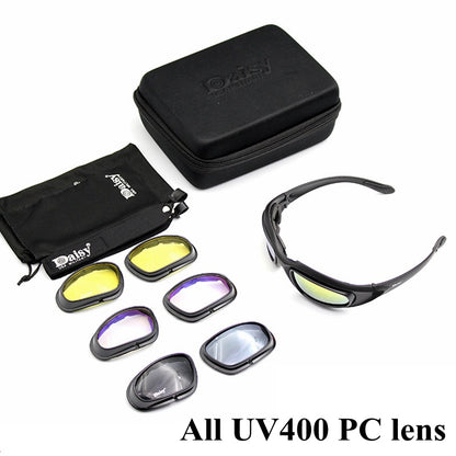 Polarized Glasses 4 Lens Army Sunglasses with 4 Lens Kit for Outdoor Sport Motorcycle Riding,Hiking,Fishing,Hunting