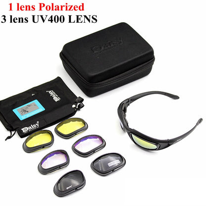 Polarized Glasses 4 Lens Army Sunglasses with 4 Lens Kit for Outdoor Sport Motorcycle Riding,Hiking,Fishing,Hunting